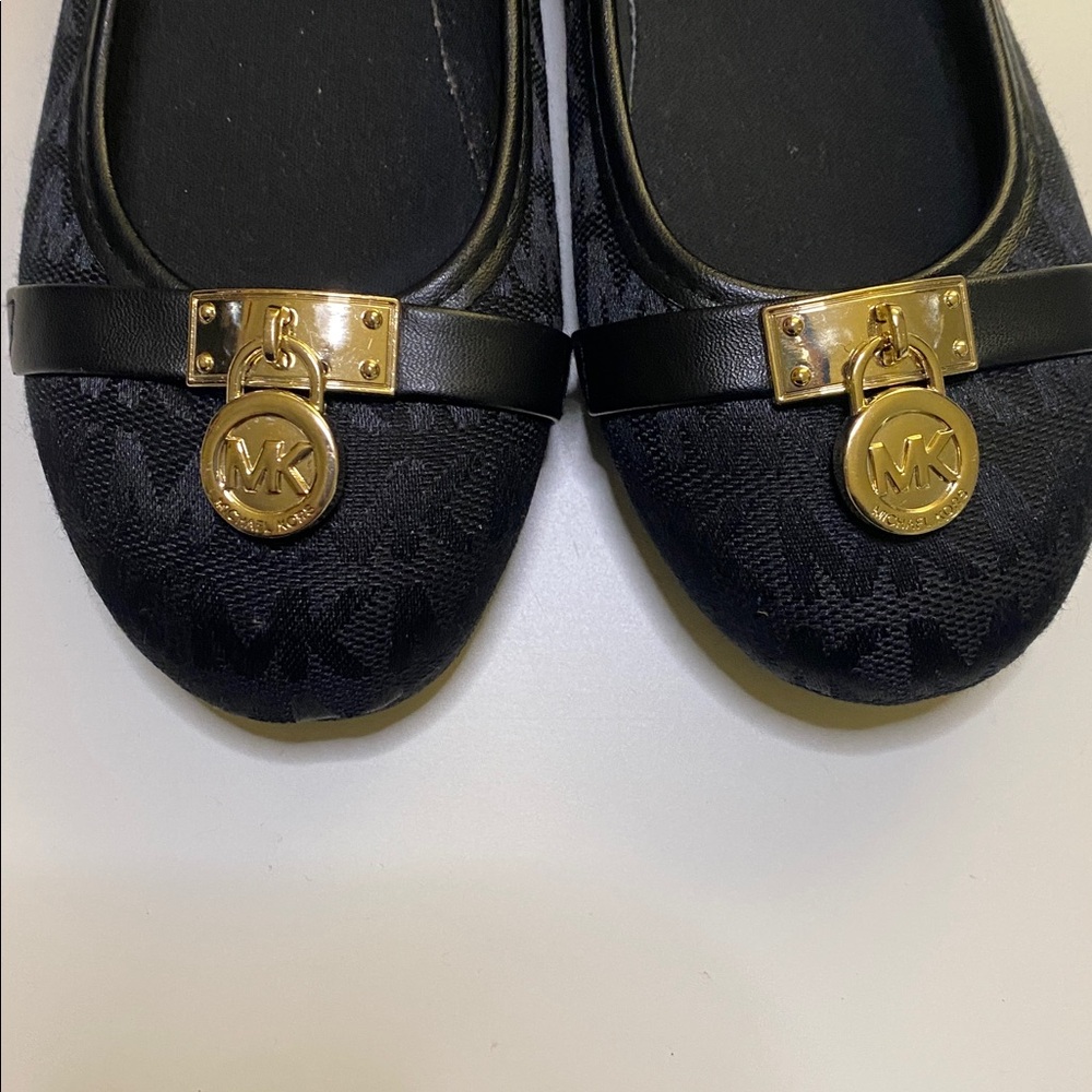 Michael Kors Black Flats with Gold Accents - Picture 2 of 5